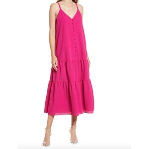 NWT Ted Baker Women’s Luaan Deep Pink Button Through Cami Midi Dress Size 2